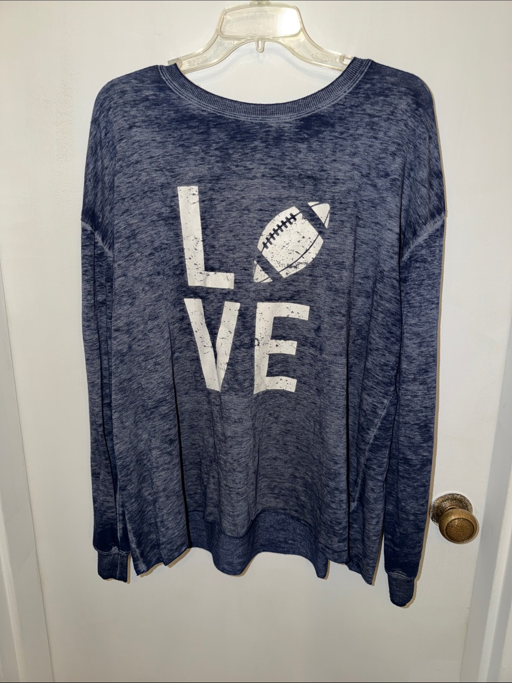C&C California Navy Blue Long Sleeve LOVE Football Graphic Tee